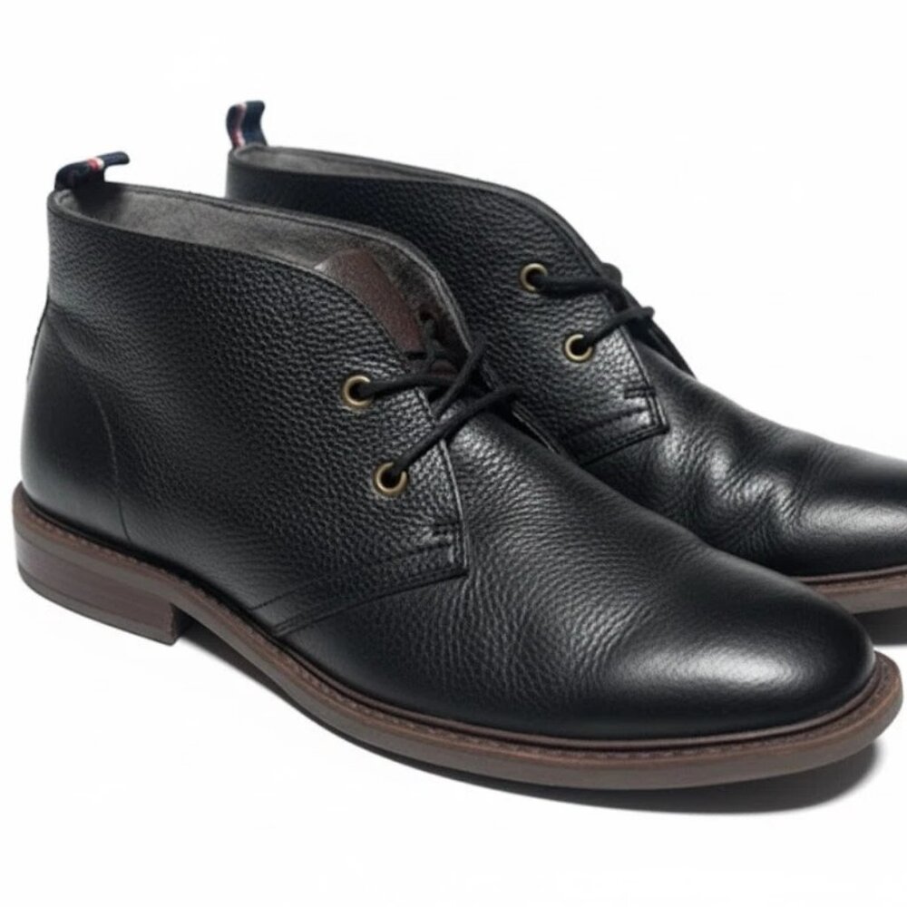 Tommy Hilfiger black leather semi boots Size 10